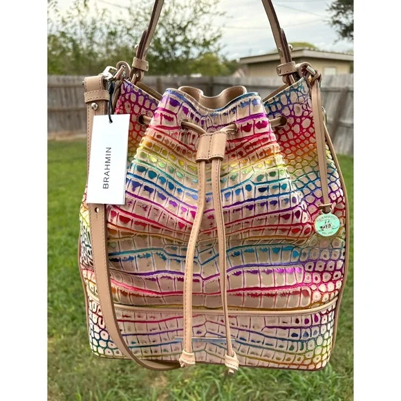 NWT**Brahmin Marlowe -Celebrate Germaine Large Bucket Bag**HTF**Metallic Accents - Picture 12 of 12